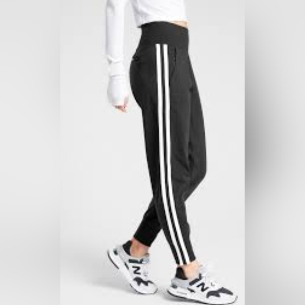 Athleta Venice Side Stripe Joggers- Size XS - Black with White Stripes